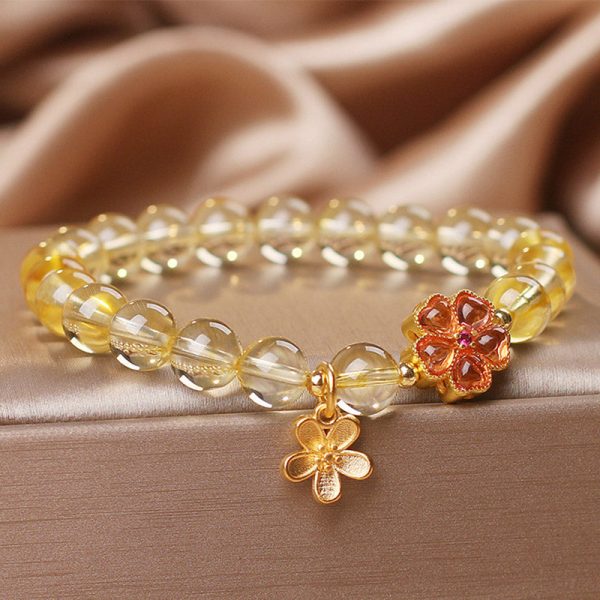Buddha Stones Natural Citrine Flower Charm Prosperity Protection Bracelet Cheap - Image 4