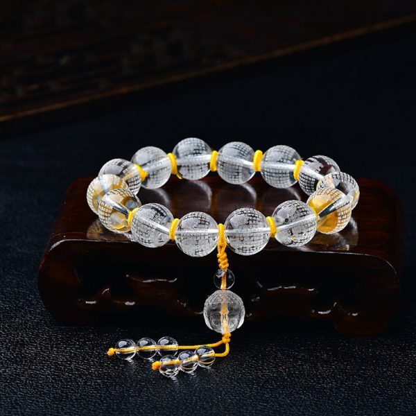 Buddha Stones Tibet White Crystal Half Demon Half Buddha Heart Sutra Lotus Healing Bracelet Online Hot Sale - Image 5