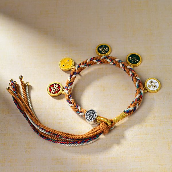 Buddha Stones Handmade Tibetan Multicolored Rope Five God Of Wealth Luck Bracelet For Cheap - Image 3