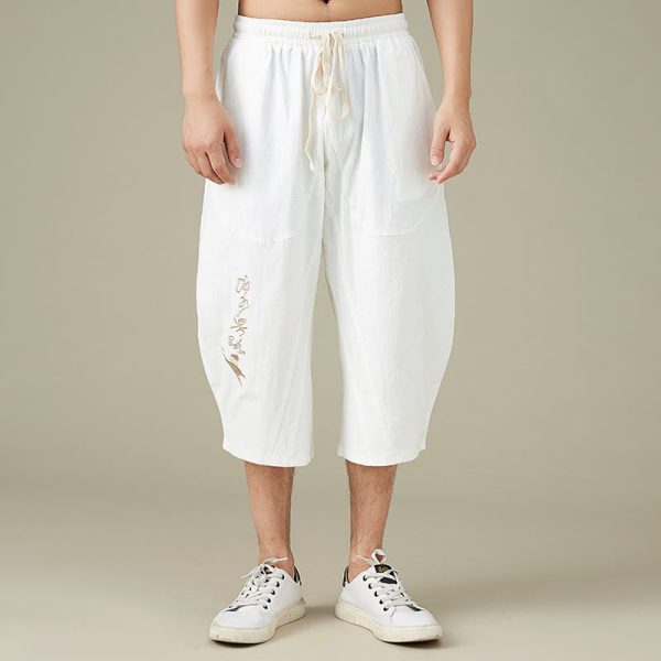 Buddha Stones Casual Solid Color Men s Straight Leg Shorts With Pockets Leisure Cotton Men s Pants For Cheap