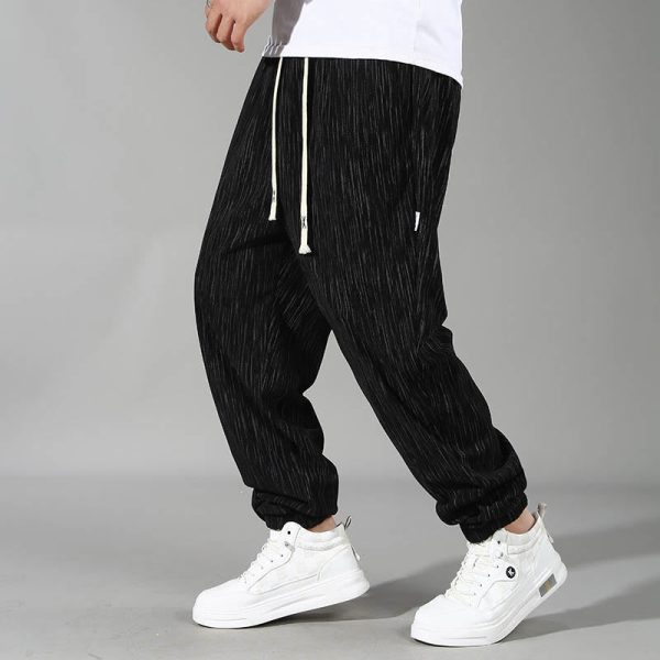 Buddha Stones PLUS SIZE Summer Solid Color Design Drawstring Men s Straight Leg Pants With Pockets Cheap - Image 2