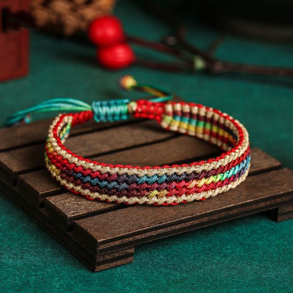 Buddha Stones Tibet Handmade Rainbow Multicolored Protection Braided String Bracelet Cheap