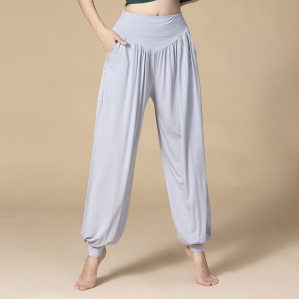 Buddha Stones Solid Color Modal Yoga Dance High Waist Harem Pants With Pockets For Cheap