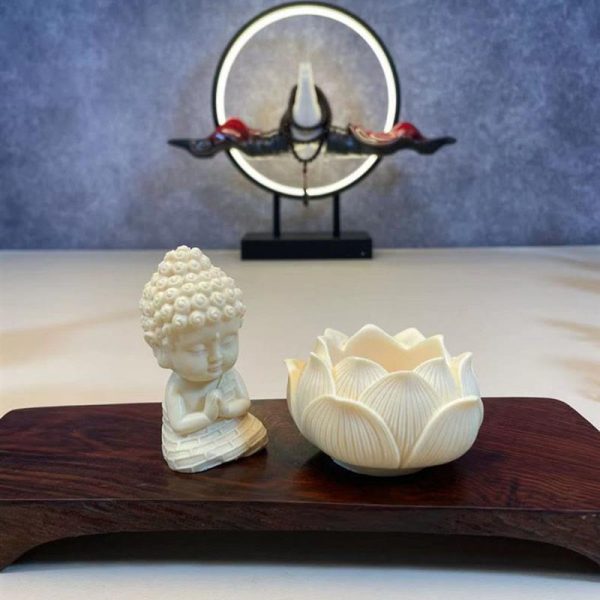 Buddha Stones Mini Ivory Fruit Tathagata Buddha Lotus Kwan Yin Avalokitesvara Manjusri Samantabhadra Serenity Desk Decoration Online Sale - Image 4