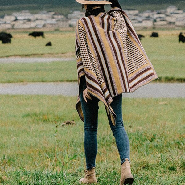 Buddha Stones Tibetan Shawl Classic Pattern Winter Cozy Warm Travel Scarf Wrap For Discount - Image 3