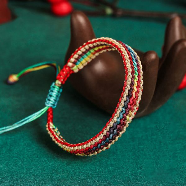 Buddha Stones Tibet Handmade Rainbow Multicolored Protection Braided String Bracelet Cheap - Image 5
