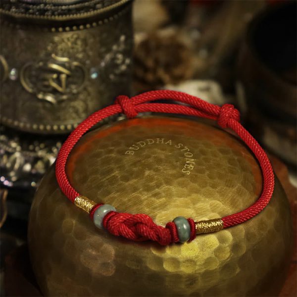 Buddha Stones Red String Jade Luck Fortune Knot Braided String Bracelet Sale - Image 5