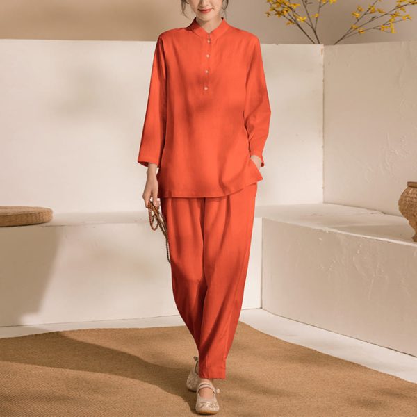 Buddha Stones Long Sleeve Meditation Prayer Spiritual Zen Practice Tai Chi Uniform Clothing Women s Set Online - Image 5