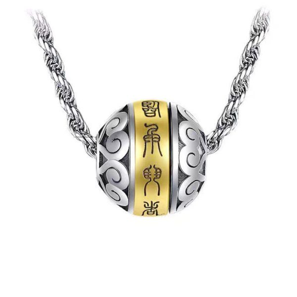 Buddha Stones Taoist Nine-Character Mantra Engraved Amulet Balance Necklace Rotatable Pendant Discount - Image 3