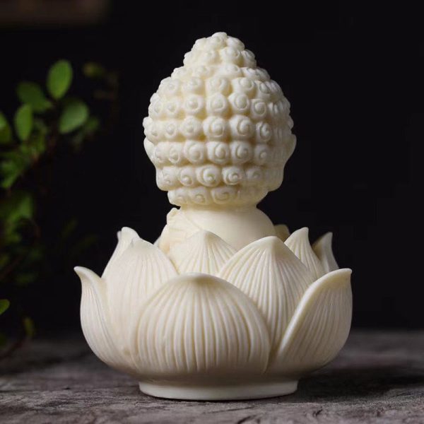 Buddha Stones Mini Ivory Fruit Tathagata Buddha Lotus Kwan Yin Avalokitesvara Manjusri Samantabhadra Serenity Desk Decoration Online Sale - Image 3