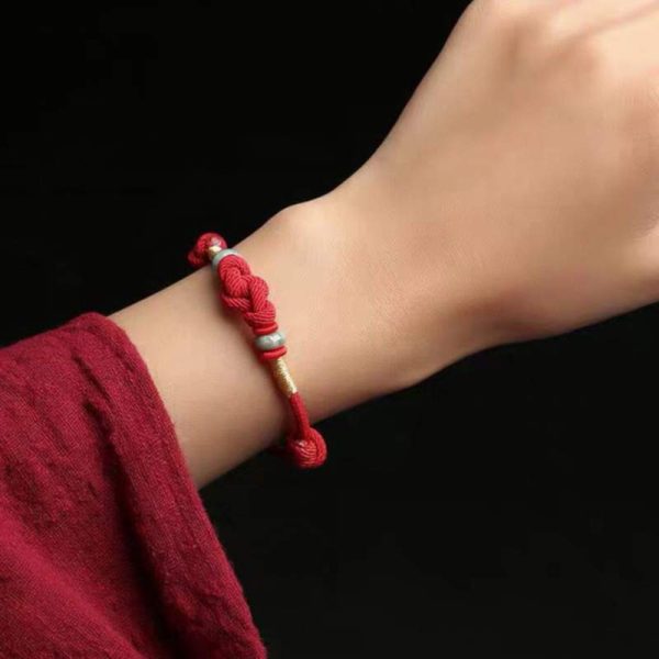 Buddha Stones Red String Jade Luck Fortune Knot Braided String Bracelet Sale - Image 2