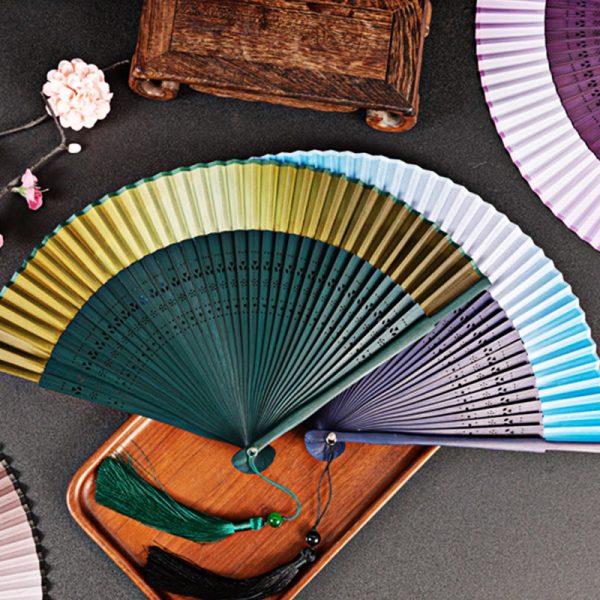 Buddha Stones Gradient Handheld Bamboo Folding Fan For Cheap - Image 3