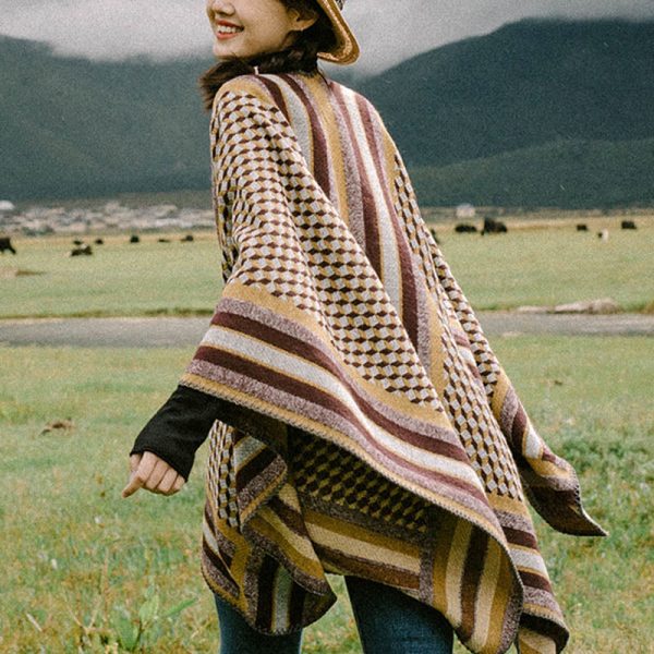 Buddha Stones Tibetan Shawl Classic Pattern Winter Cozy Warm Travel Scarf Wrap For Discount
