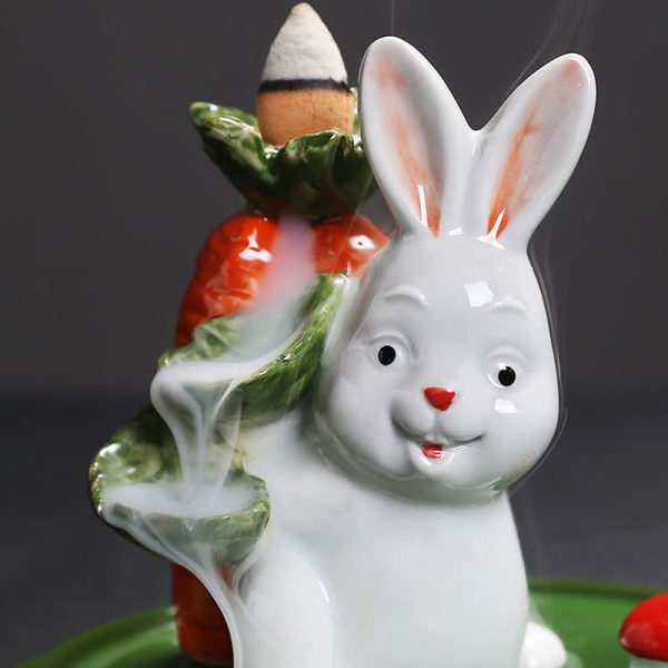 Year of the Rabbit Carrot Mushrooms Rabbit Ceramic Bunny Blessing Incense Burner (Extra 30% Off | USE CODE: FS30) Online Hot Sale - Image 5