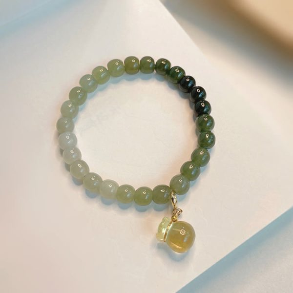 Buddha Stones Natural Hetian Jade Money Bag Charm Bead Prosperity Bracelet on Sale - Image 2