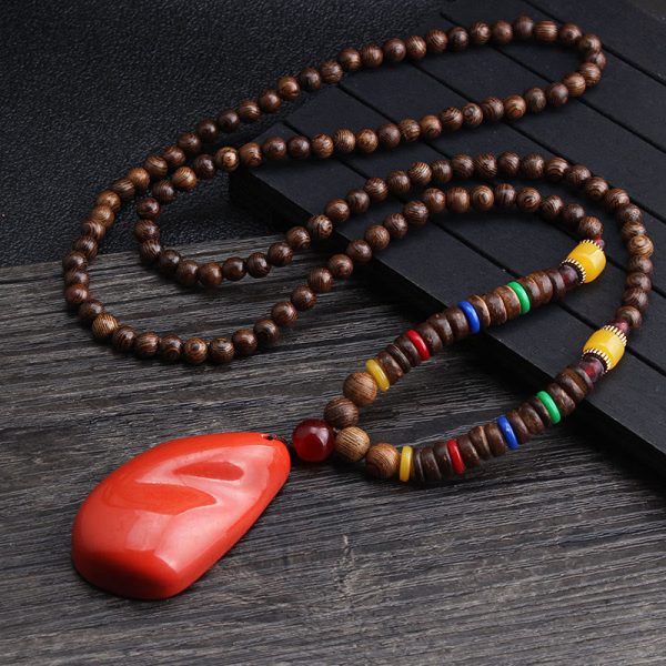 Buddha Stones Tibetan Wenge Wood Bodhi Seed Agate Balance Peace Necklace Pendant Cheap - Image 3