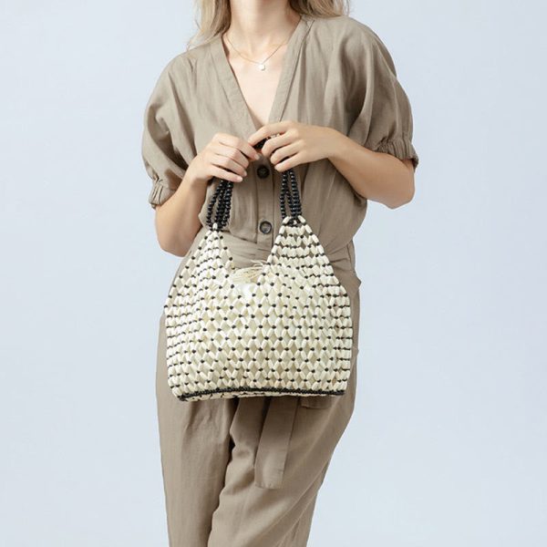 Buddha Stones Hand-woven Wooden Beads Shoulder Bag Handbags Fashion - Image 4