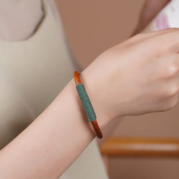 Buddha Stones Tibetan Leather Handmade Five Elements Luck Braid String Buckle Bracelet Online Sale - Image 5