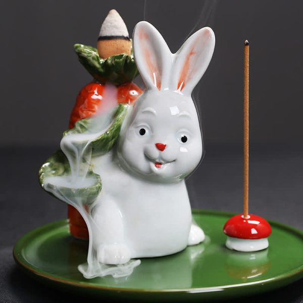 Year of the Rabbit Carrot Mushrooms Rabbit Ceramic Bunny Blessing Incense Burner (Extra 30% Off | USE CODE: FS30) Online Hot Sale - Image 2