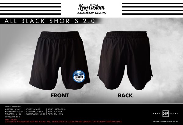 Impact Hood River All Black Custom Shorts 2.0 #1418 For Discount