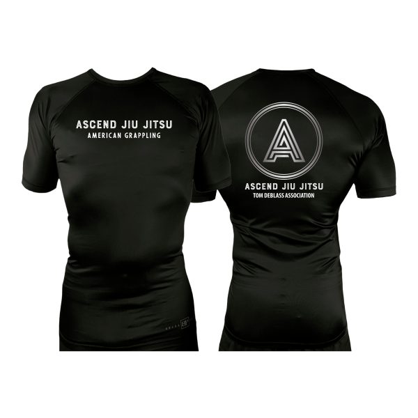 Ascend Jiu Jitsu All Black Custom Rash Guards Short Sleeves #8012 For Discount