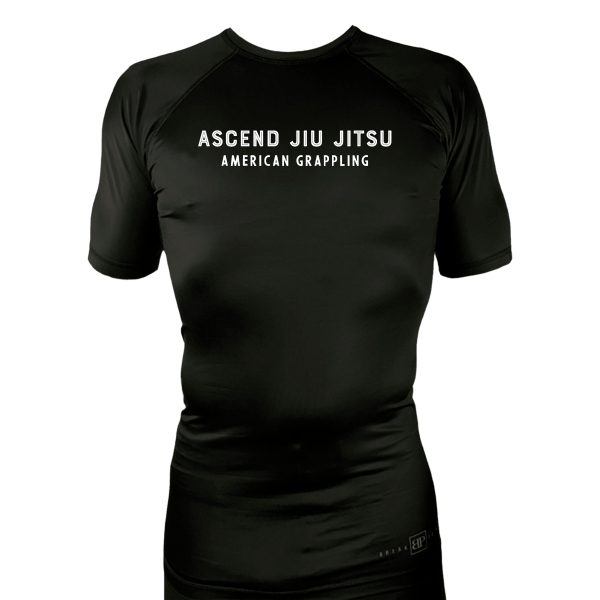 Ascend Jiu Jitsu All Black Custom Rash Guards Short Sleeves #8012 For Discount - Image 2